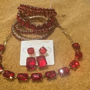 Red Gemstone Necklace Set